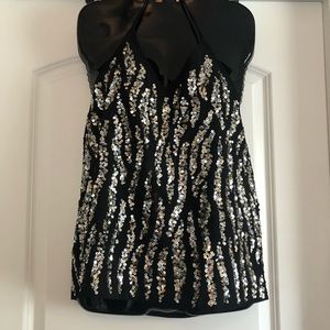 Buckle sequin halter top